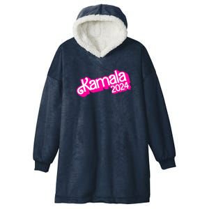 Kamala Harris 2024 Neon Fuchsia Doll Logo Hooded Wearable Blanket