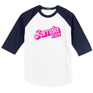 Kamala Harris 2024 Neon Fuchsia Doll Logo Baseball Sleeve Shirt