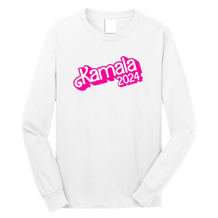 Kamala Harris 2024 Neon Fuchsia Doll Logo Long Sleeve Shirt