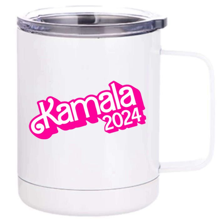 Kamala Harris 2024 Neon Fuchsia Doll Logo 12 oz Stainless Steel Tumbler Cup