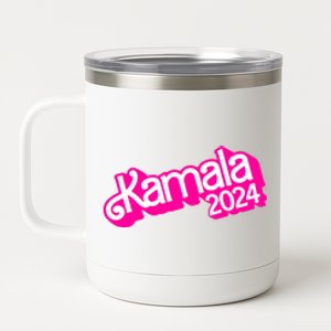 Kamala Harris 2024 Neon Fuchsia Doll Logo 12 oz Stainless Steel Tumbler Cup