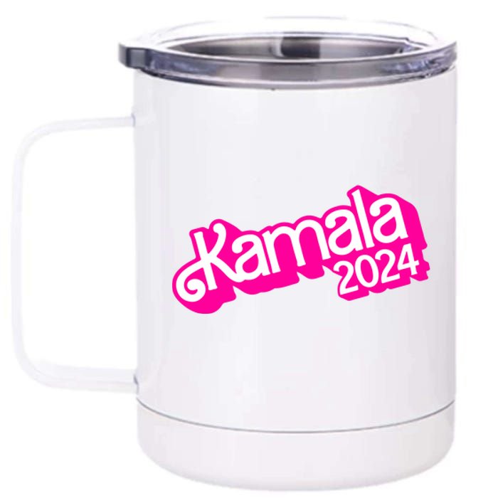 Kamala Harris 2024 Neon Fuchsia Doll Logo 12 oz Stainless Steel Tumbler Cup