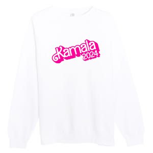 Kamala Harris 2024 Neon Fuchsia Doll Logo Premium Crewneck Sweatshirt