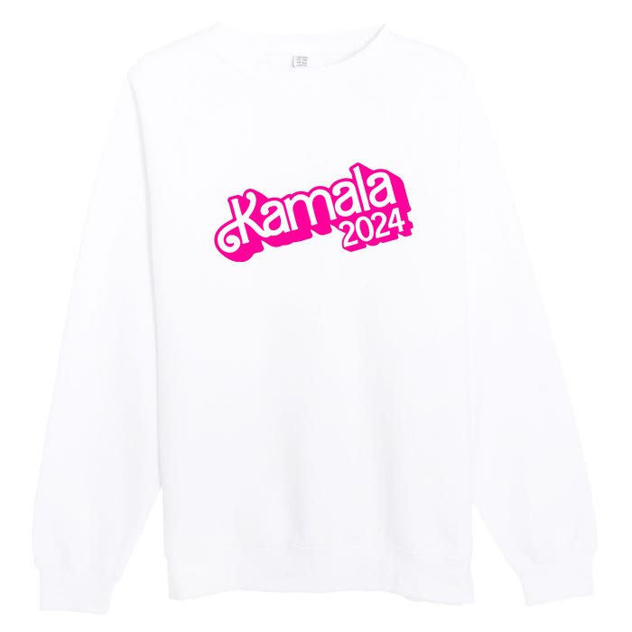 Kamala Harris 2024 Neon Fuchsia Doll Logo Premium Crewneck Sweatshirt