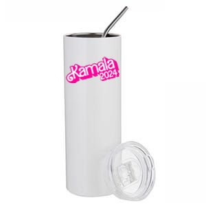 Kamala Harris 2024 Neon Fuchsia Doll Logo Stainless Steel Tumbler