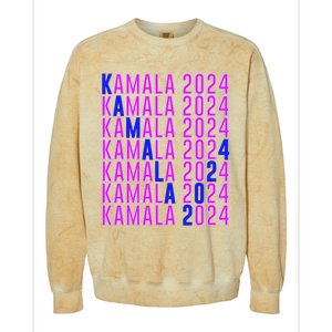 Kamala Harris 2024 Vote Democratic President Text Repeating Colorblast Crewneck Sweatshirt