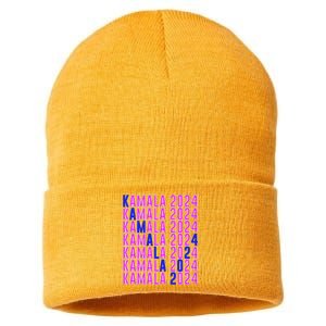 Kamala Harris 2024 Vote Democratic President Text Repeating Sustainable Knit Beanie