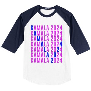 Kamala Harris 2024 Vote Democratic President Text Repeating Baseball Sleeve Shirt