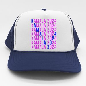 Kamala Harris 2024 Vote Democratic President Text Repeating Trucker Hat