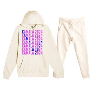 Kamala Harris 2024 Vote Democratic President Text Repeating Premium Hooded Sweatsuit Set