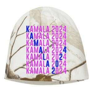 Kamala Harris 2024 Vote Democratic President Text Repeating Kati - Camo Knit Beanie