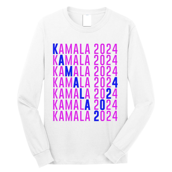 Kamala Harris 2024 Vote Democratic President Text Repeating Long Sleeve Shirt