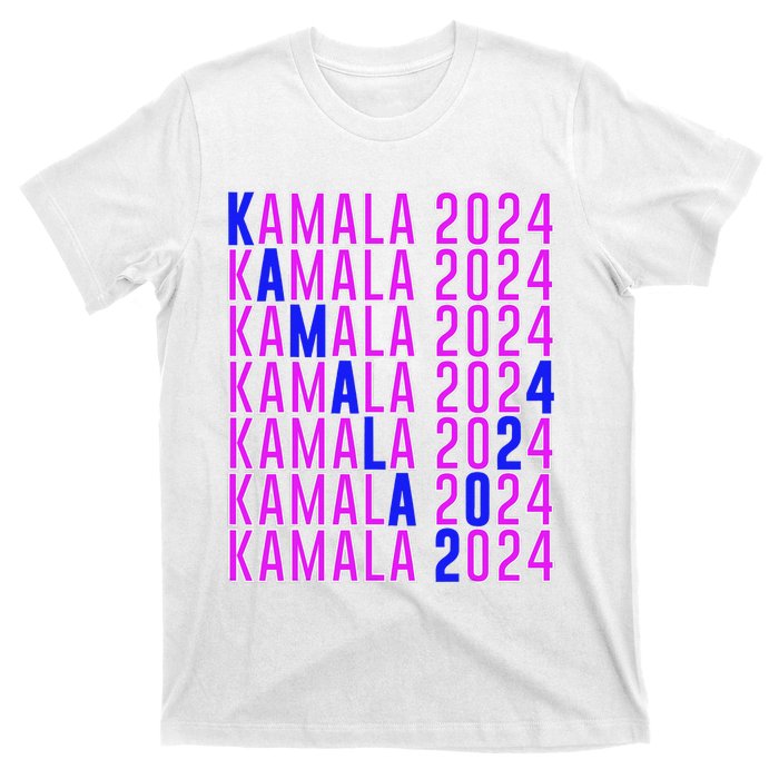 Kamala Harris 2024 Vote Democratic President Text Repeating T-Shirt