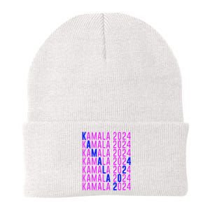 Kamala Harris 2024 Vote Democratic President Text Repeating Knit Cap Winter Beanie