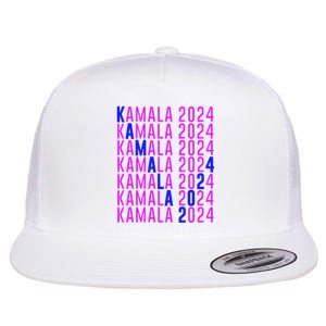 Kamala Harris 2024 Vote Democratic President Text Repeating Flat Bill Trucker Hat