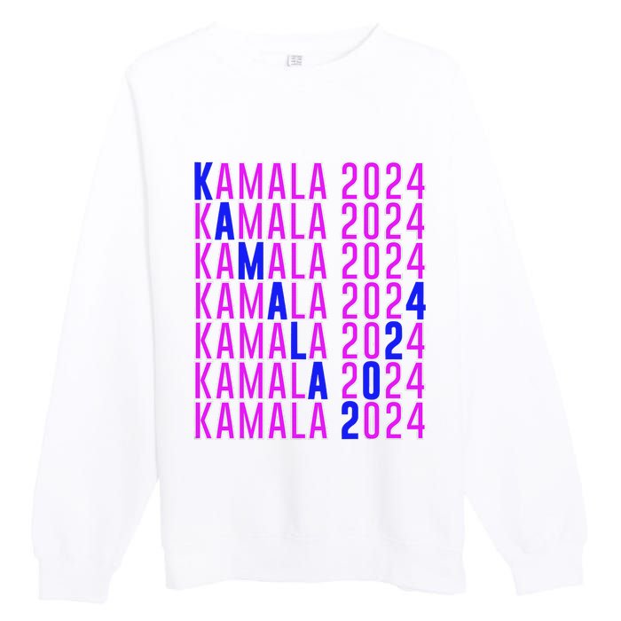 Kamala Harris 2024 Vote Democratic President Text Repeating Premium Crewneck Sweatshirt