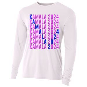 Kamala Harris 2024 Vote Democratic President Text Repeating Cooling Performance Long Sleeve Crew