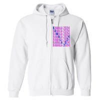 Kamala Harris 2024 Vote Democratic President Text Repeating Full Zip Hoodie