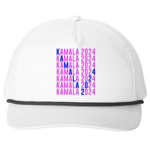 Kamala Harris 2024 Vote Democratic President Text Repeating Snapback Five-Panel Rope Hat