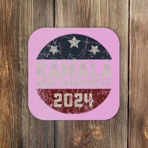 Kamala Harris 2024 Save Democracy Retro Button Election 2024 Coaster