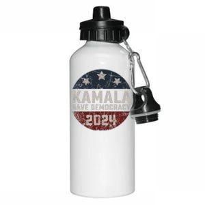 Kamala Harris 2024 Save Democracy Retro Button Election 2024 Aluminum Water Bottle