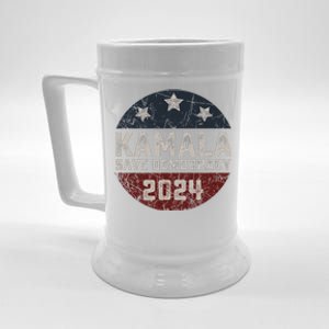 Kamala Harris 2024 Save Democracy Retro Button Election 2024 Beer Stein