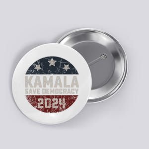 Kamala Harris 2024 Save Democracy Retro Button Election 2024 Button