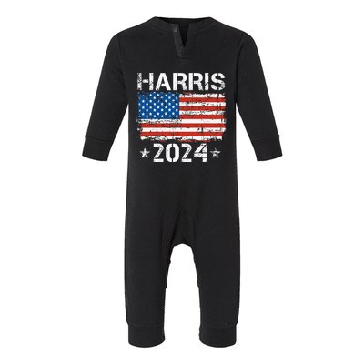 Kamala Harris 2024 American Flag Patriotic Vintage Infant Fleece One Piece