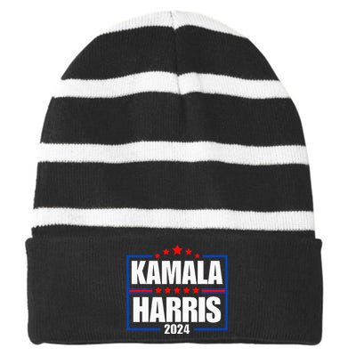 Kamala Harris 2024 Election Presidential Campaign Striped Beanie with Solid Band