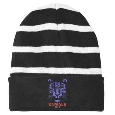 Kamala Harris 2024 For President Leopard Striped Beanie with Solid Band