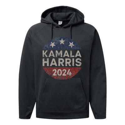 Kamala Harris 2024 For President Retro Button Election Performance Fleece Hoodie