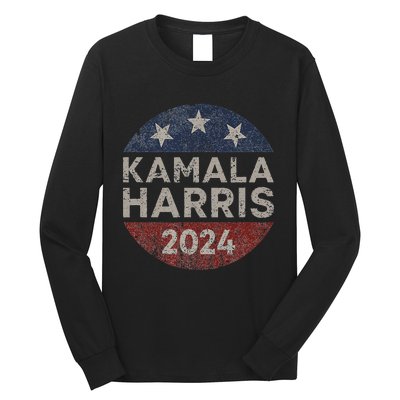 Kamala Harris 2024 For President Retro Button Election Long Sleeve Shirt