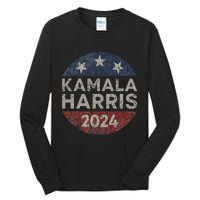 Kamala Harris 2024 For President Retro Button Election Tall Long Sleeve T-Shirt