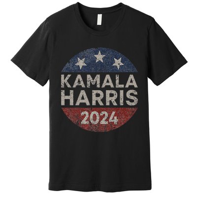 Kamala Harris 2024 For President Retro Button Election Premium T-Shirt