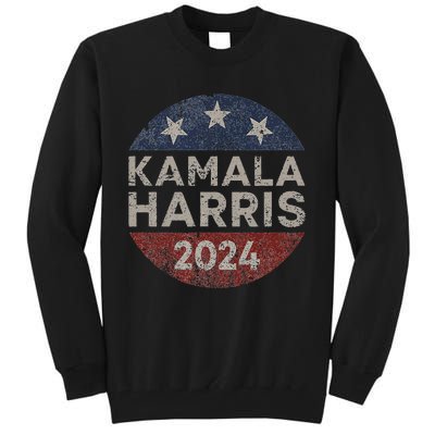 Kamala Harris 2024 For President Retro Button Election Tall Sweatshirt