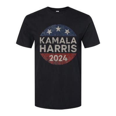 Kamala Harris 2024 For President Retro Button Election Softstyle CVC T-Shirt