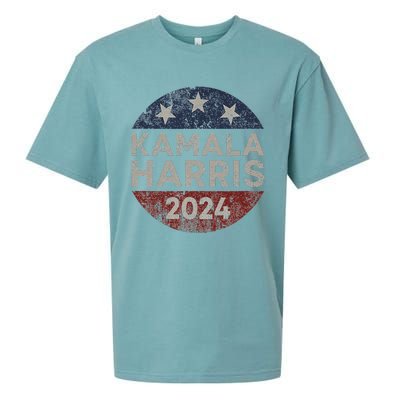 Kamala Harris 2024 For President Retro Button Election Sueded Cloud Jersey T-Shirt