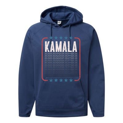 Kamala Harris 2024 President American Flag Vote Kamala Performance Fleece Hoodie