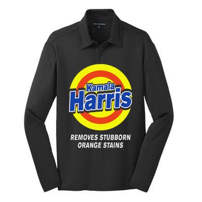 Kamala Harris 2024 Removes Stubborn Orange Stains Humorous Silk Touch Performance Long Sleeve Polo