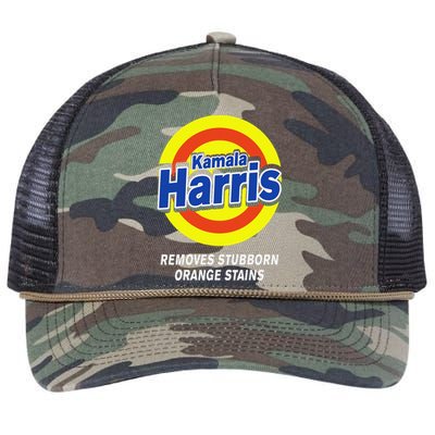 Kamala Harris 2024 Removes Stubborn Orange Stains Humorous Retro Rope Trucker Hat Cap