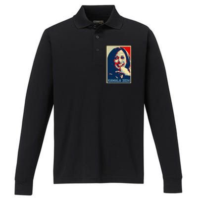 Kamala Harris 2024 For President Campaign Performance Long Sleeve Polo