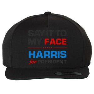 Kamala Harris 2024 Say It To My Face Debate Me Wool Snapback Cap