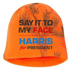 Kamala Harris 2024 Say It To My Face Debate Me Kati - Camo Knit Beanie