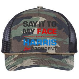 Kamala Harris 2024 Say It To My Face Debate Me Retro Rope Trucker Hat Cap