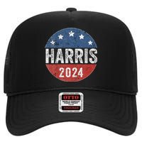 Kamala Harris 2024 For President Campaign Us Flag High Crown Mesh Back Trucker Hat