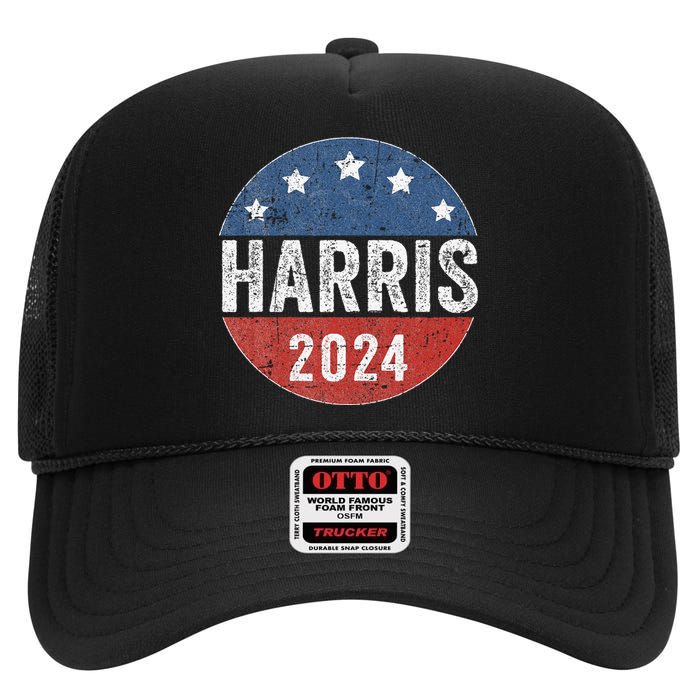 Kamala Harris 2024 For President Campaign Us Flag High Crown Mesh Back Trucker Hat