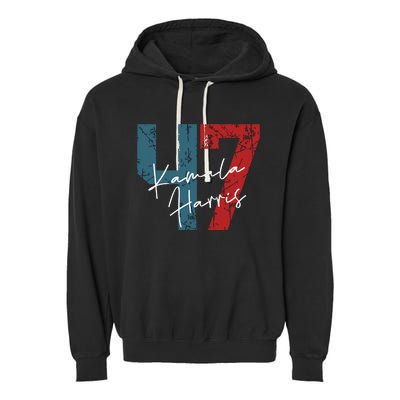 Kamala Harris 2024 47th President Save Democracy Us Flag Garment-Dyed Fleece Hoodie