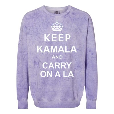 Kamala Harris 2024 Keep Kamala And Carry On A La Gift Colorblast Crewneck Sweatshirt