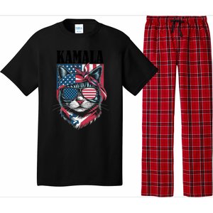 Kamala Harris 2024 Cat Lover With Sunglasses American Flag Gift Pajama Set