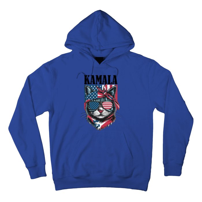 Kamala Harris 2024 Cat Lover With Sunglasses American Flag Gift Hoodie